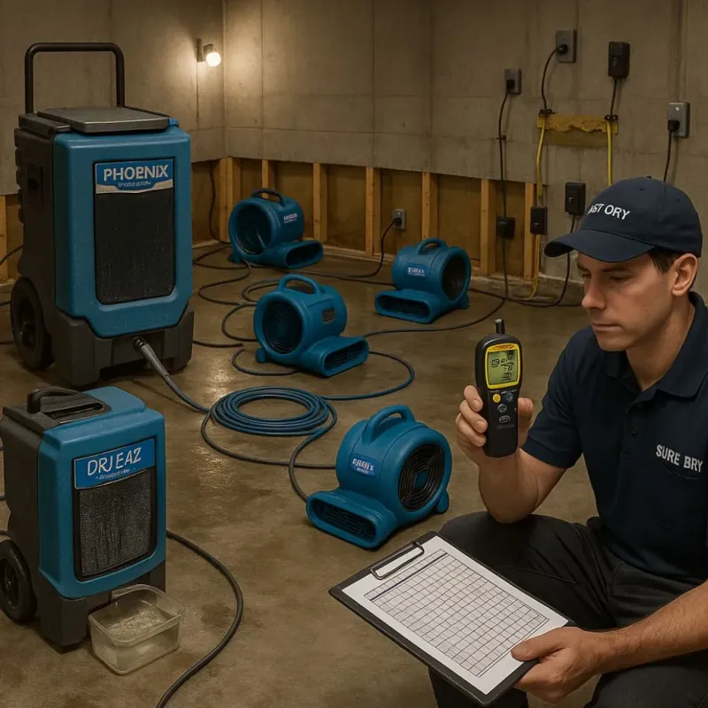 Structural Drying and Dehumidification process in Clarkston Heights-Vineland, WA